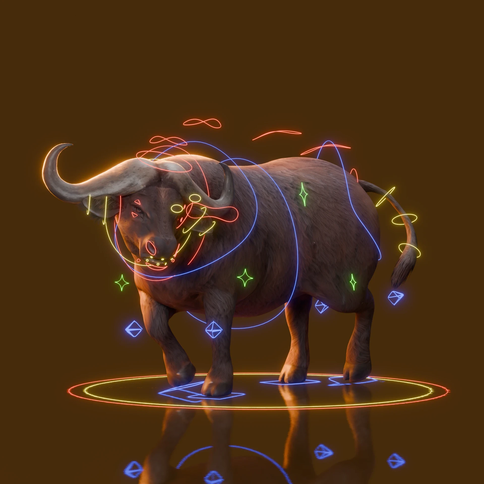 Gerendertes Porträt des Buffalo-Rigs